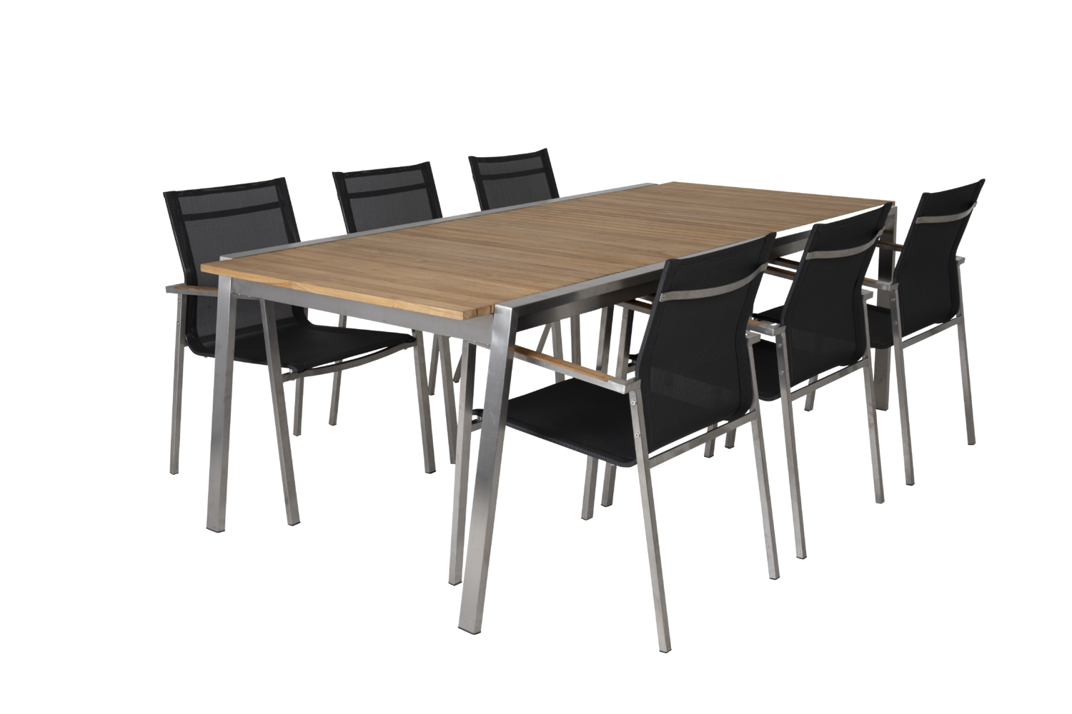 Naos matbord Rostfritt stål/teak