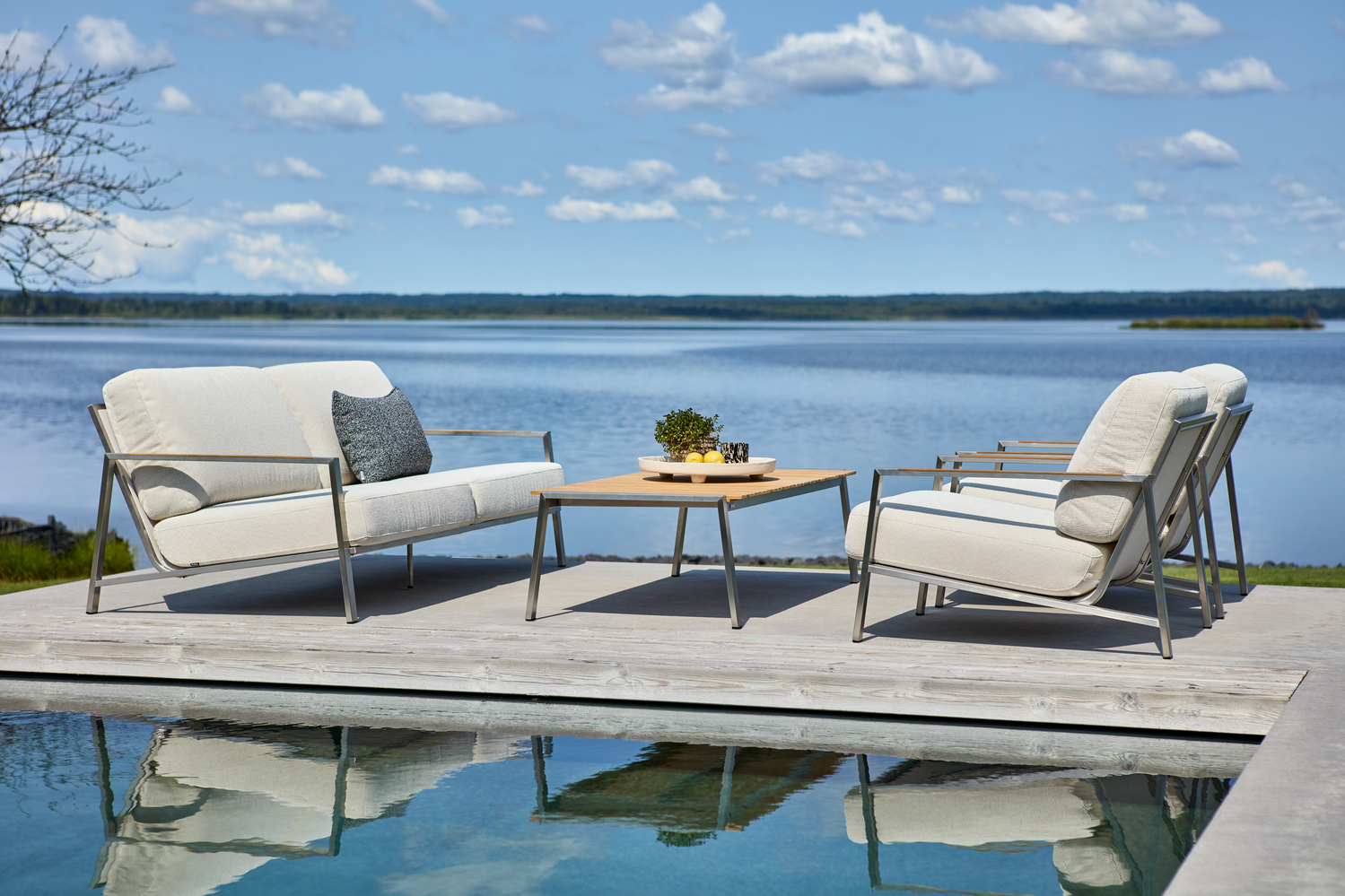 Naos 2,5-sits soffa Stainless Steel/Dot Beige